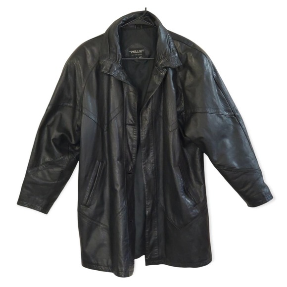 Vintage Jackets & Blazers - Pelle Vintage Black Leather Coat Jacket